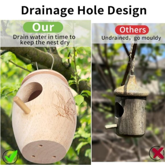 Wooden Hummingbird House for Outside Nesting - Picture 5 of 10